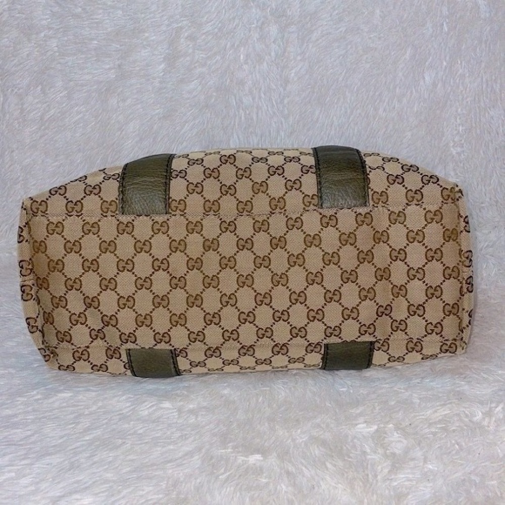 Gucci Monogram GG Canvas Leather Bamboo Bar Large Shoulder Tote & Folio Wallet - Picture 9 of 17